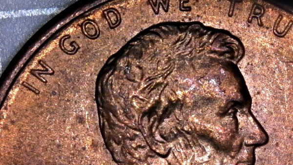 1993-P-Lincoln-Cent-With-Retained-Interior-Die-Break,-And-Die-Dents